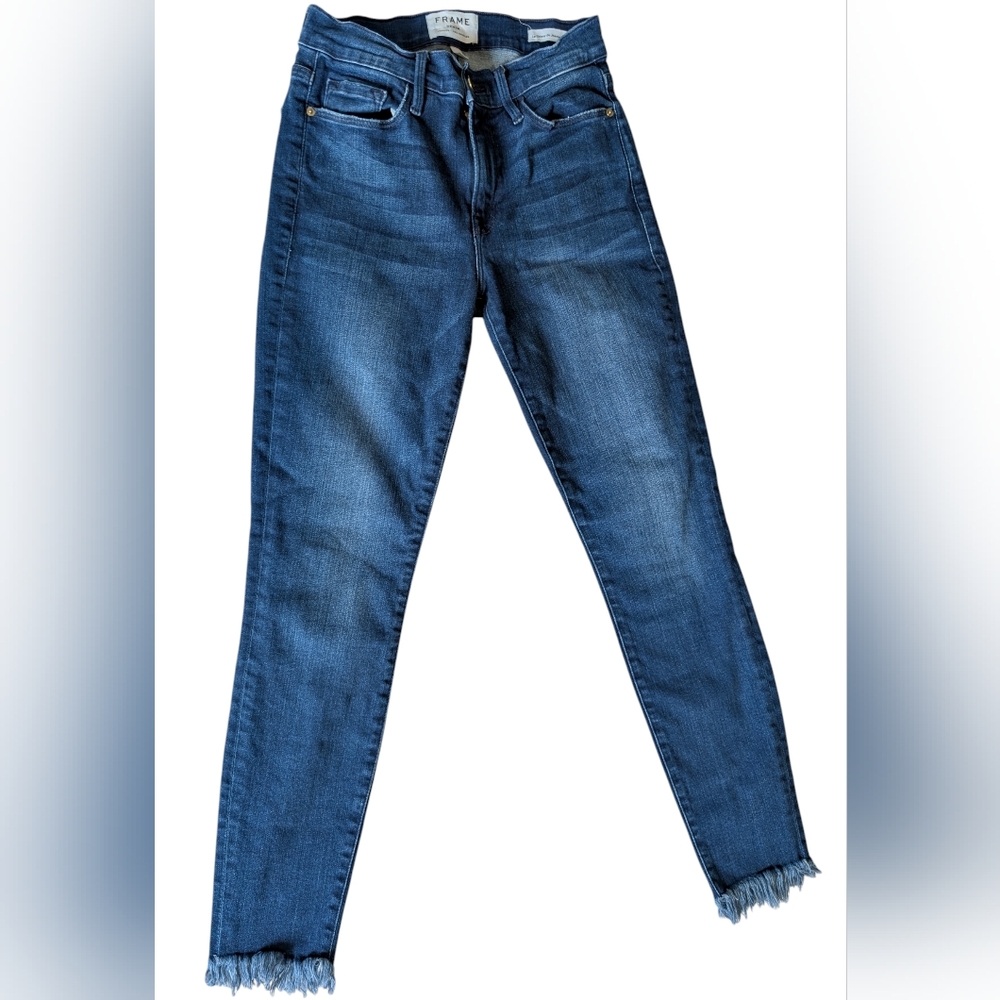 Frame Denim Le Skinny de Jeanne Crop jeans med wash raw unfinished hem Size 27